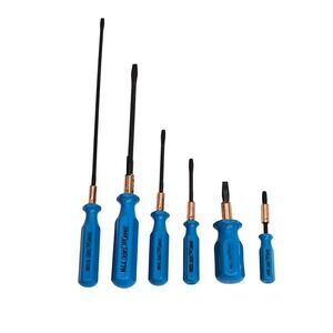 Channellock HOLD-E-ZEE Flat Head Screwdriver 6pc Blue Handle USA 510,77,54,72,53